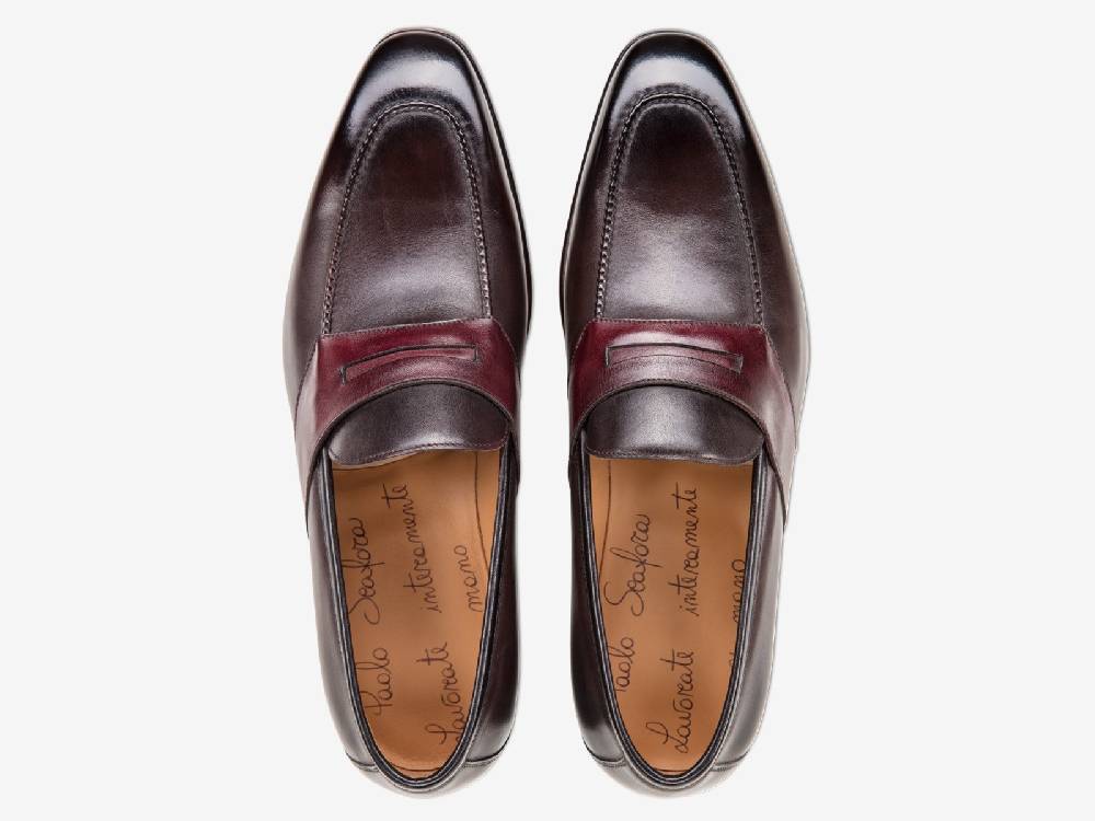Paolo Sartori ART. 729 Loafer in Antiqued Vietri, Bordeaux and Black Leather 2025
