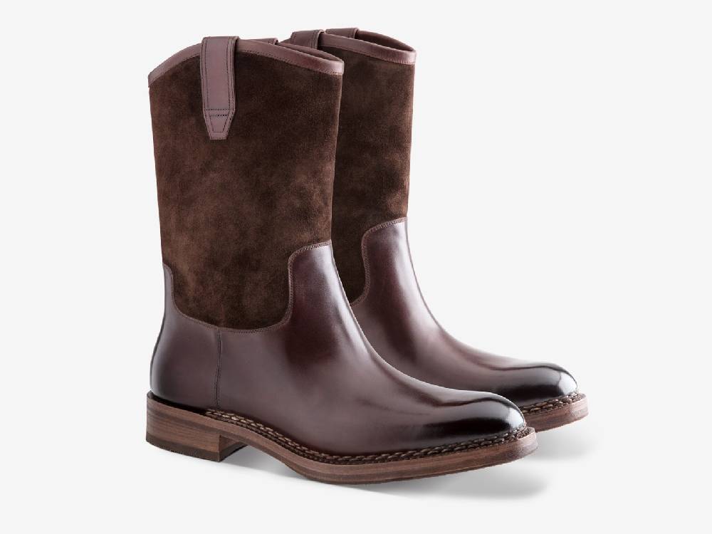 Paolo Sartori Art. 775 Boots in Suede and Antiqued Vietri Leather Sconto