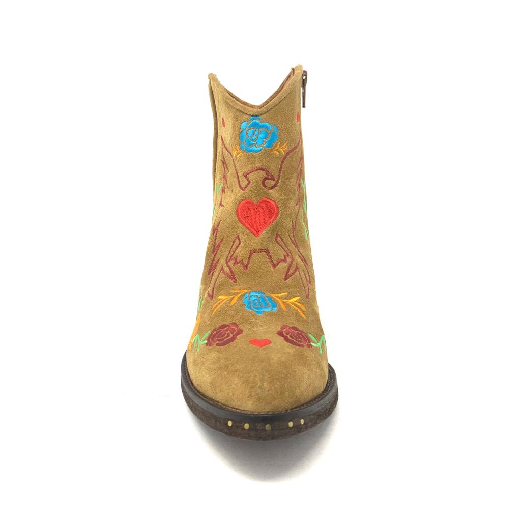 Passion Blanche Texano Scamosciato Cammello + Ricamo Aquila Outlet