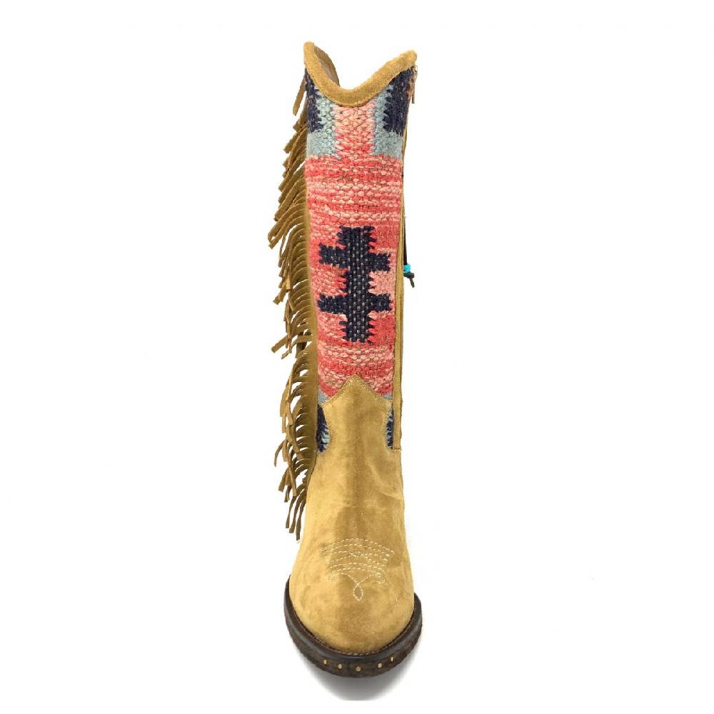 Passion Blanche Texano crosta cammello e kilim Suola cuoio Saldi Di Fabbrica