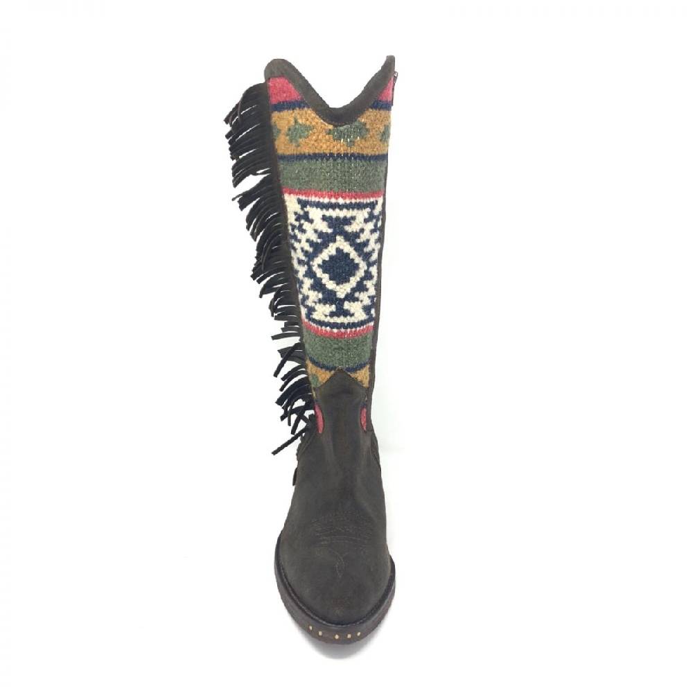 Passion Blanche Texano pelle vintage t.moro + kilim rombo suola in cuoio Soddisfazione Garantita