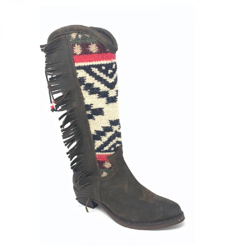 Passion Blanche Texano pelle vintage t.moro + kilim D suola in cuoio Qualità Garantita