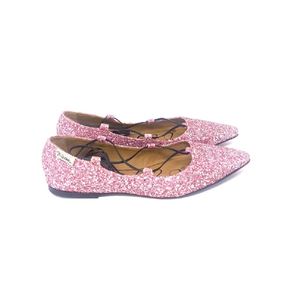 Passion Blanche Flat Shoes SILVIA BERRI “autografata” Glitter Rosa Italia