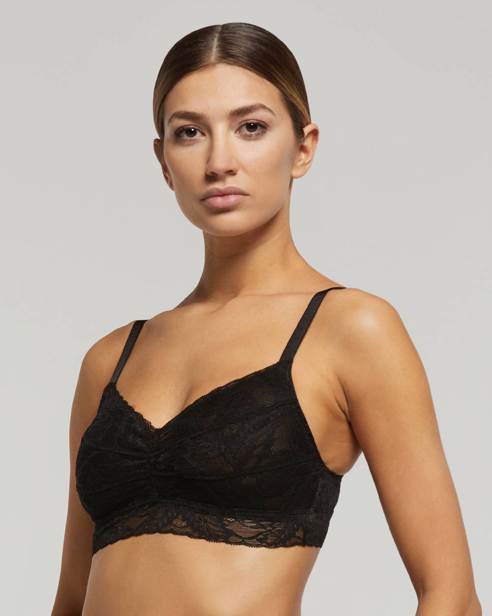 Pompea Set Completo coordinato Intimo Pizzo (Nero) Presa