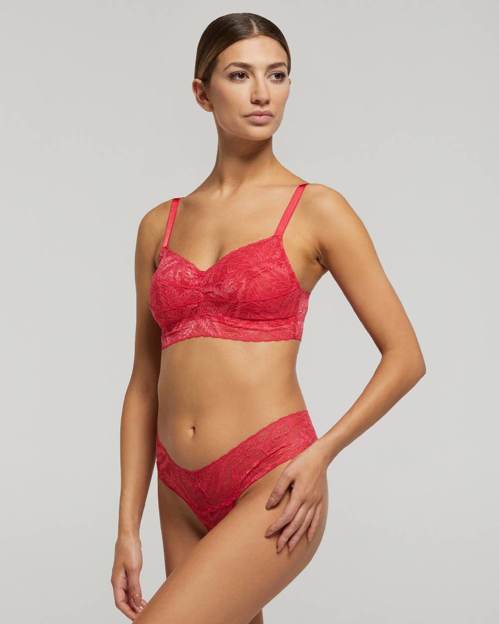 Pompea Set Completo coordinato Intimo Pizzo (Fragola) Economico