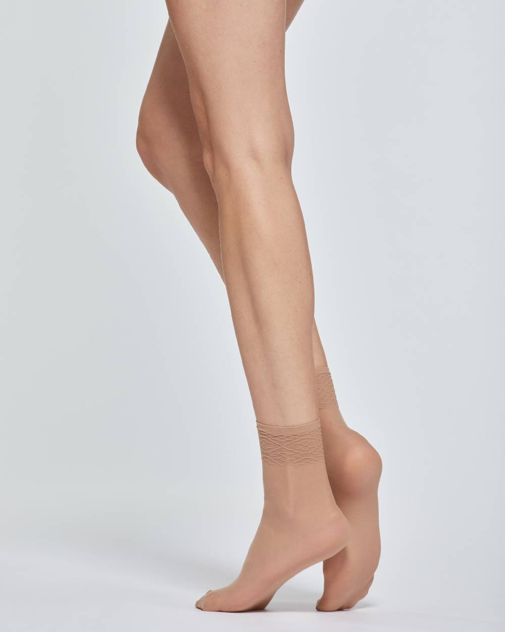 Pompea CALZA CORTA LADY VELATA CON BORDO IN PIZZO x2 Spedizione Gratuita