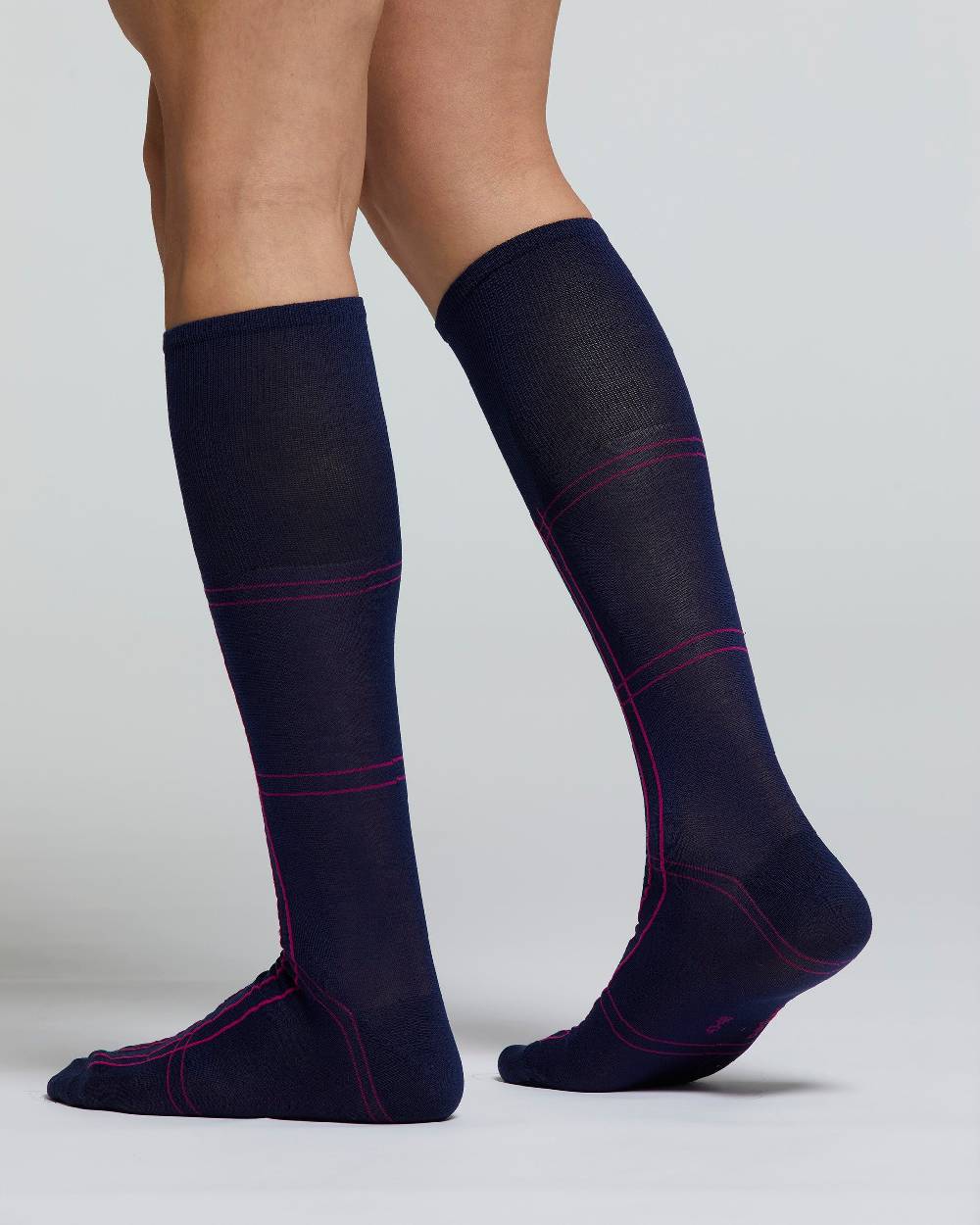 Pompea CALZA LUNGA COTONE AMARANTO MOTIVO A RIGHE Offerta