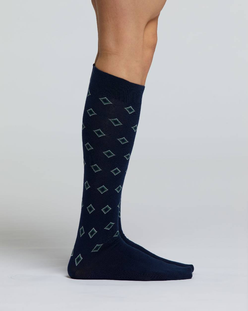 Pompea CALZA LUNGA COTONE CRISPINO MOTIVO A ROMBI Nuova