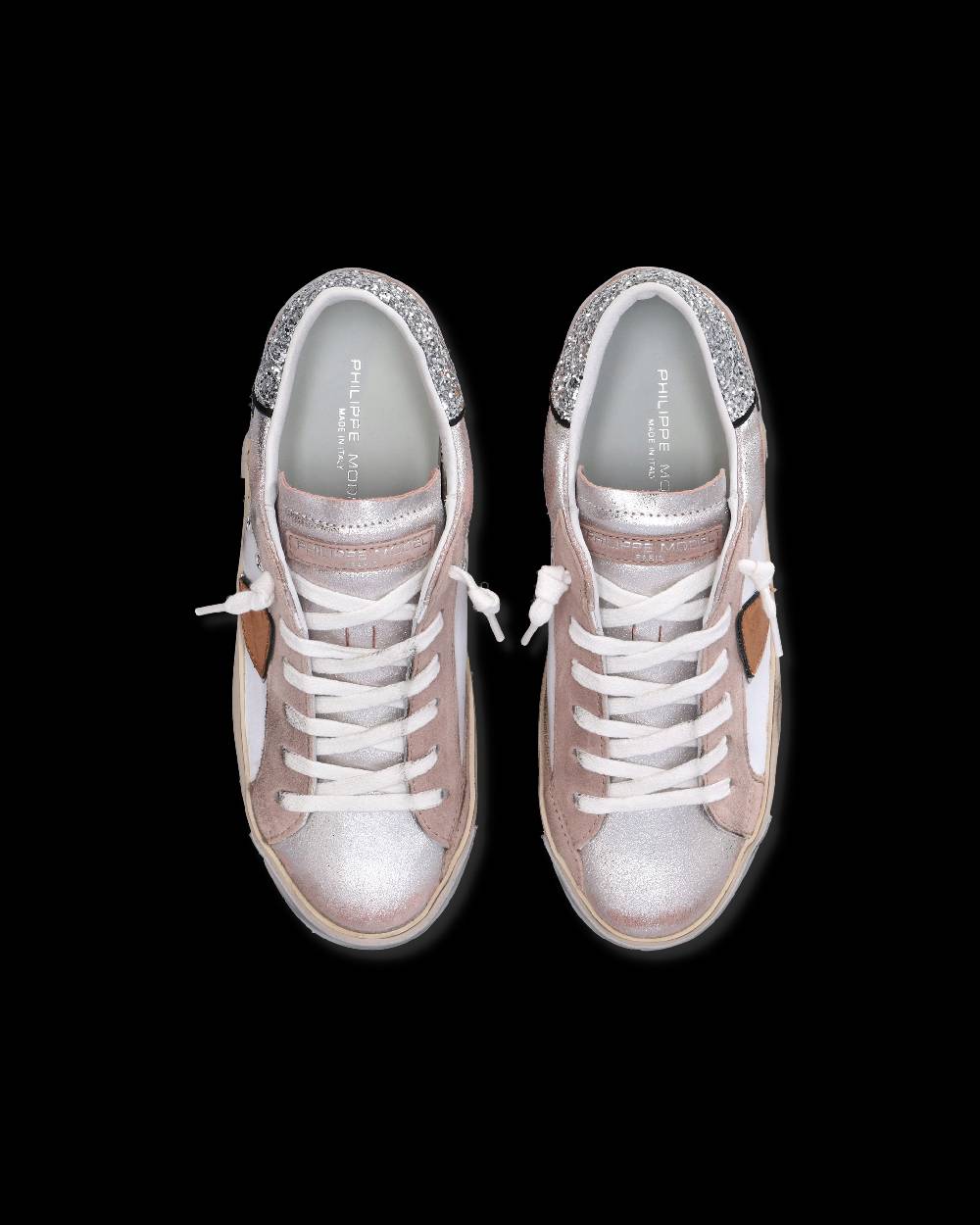 Philippe Model Sneaker basse Paris donna - glitter rosa e bianco Moda