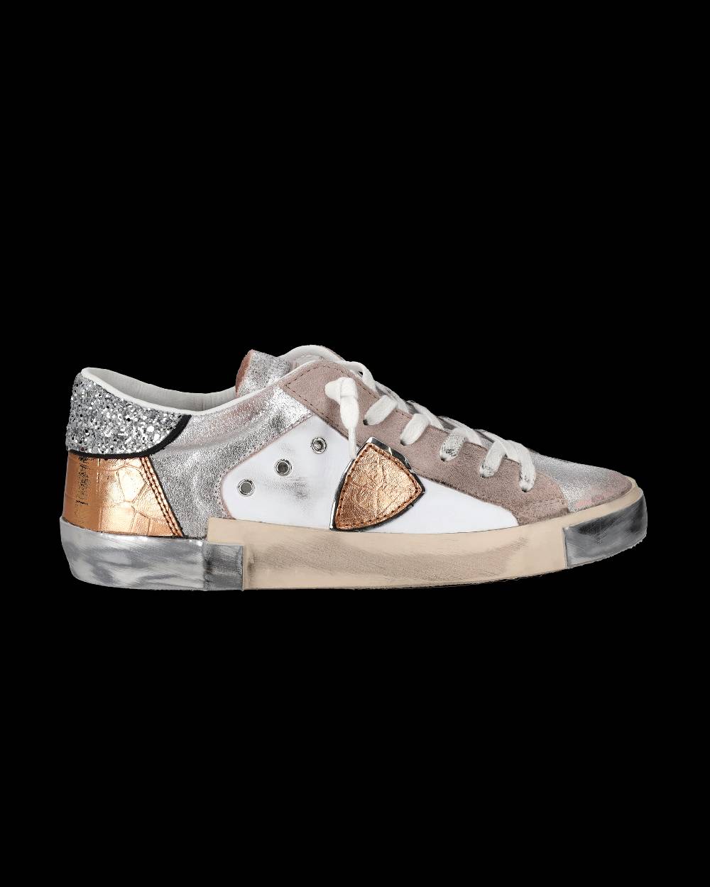 Philippe Model Sneaker basse Paris donna - glitter rosa e bianco Moda