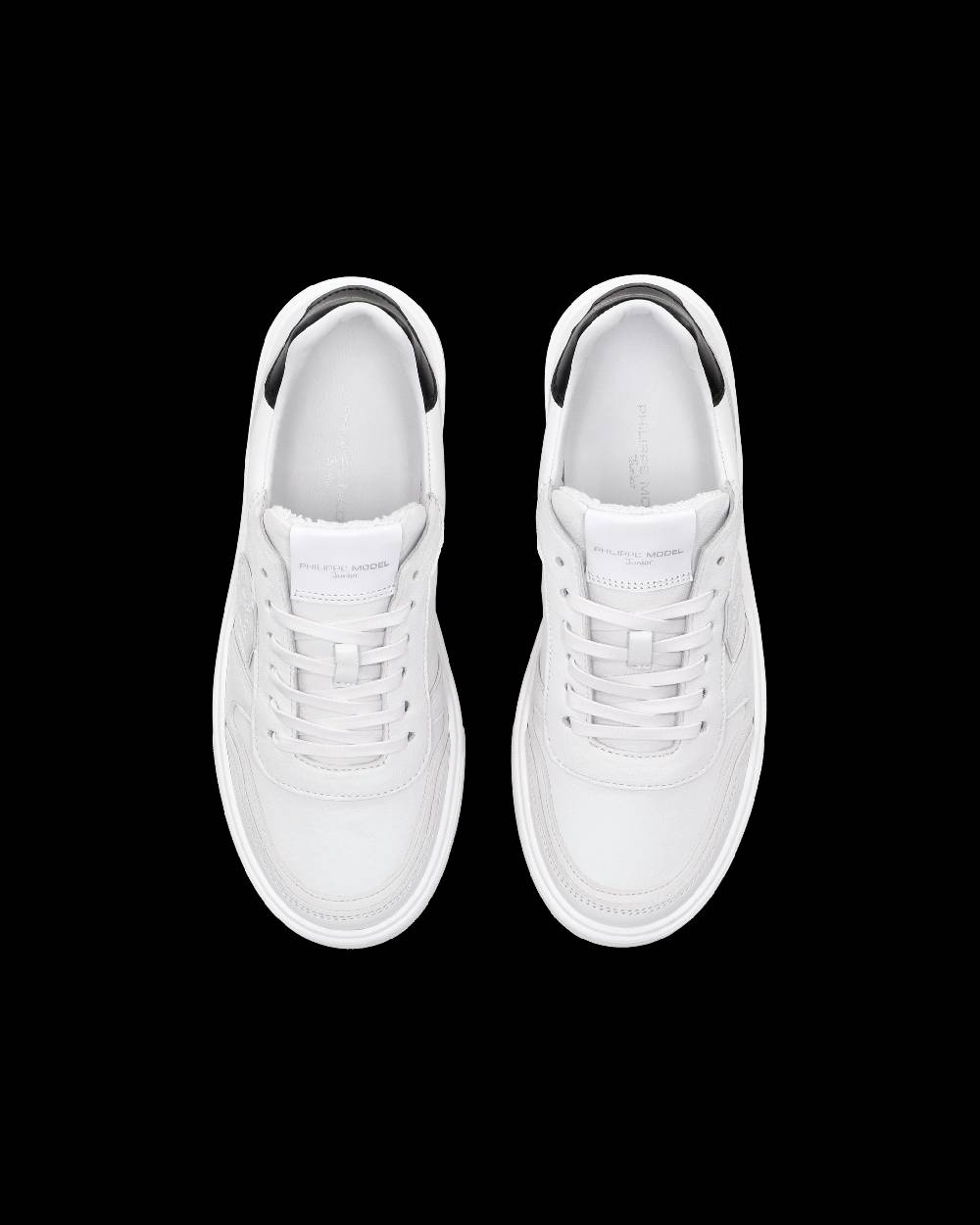 Philippe Model Sneakers Nice da Ragazzi in pelle, Bianco Nero In Linea