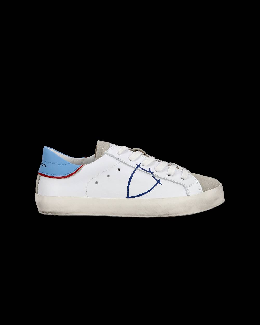 Philippe Model Sneakers basse Paris da Bambino in pelle, Bianco Azzurro Promozione