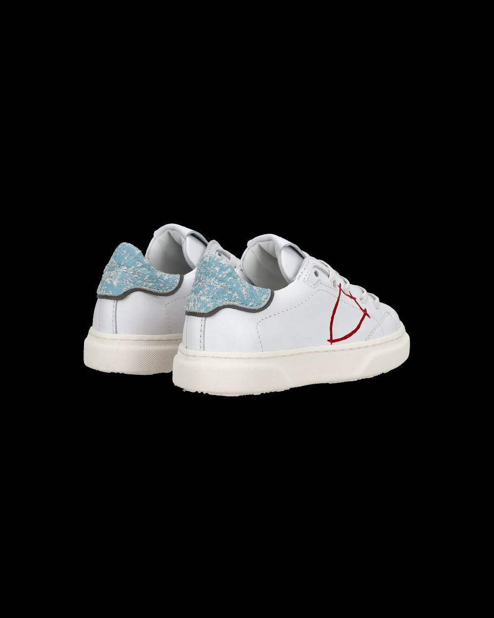 Philippe Model Sneakers basse Temple da Bambino in pelle, Bianco e Blu Online Outlet