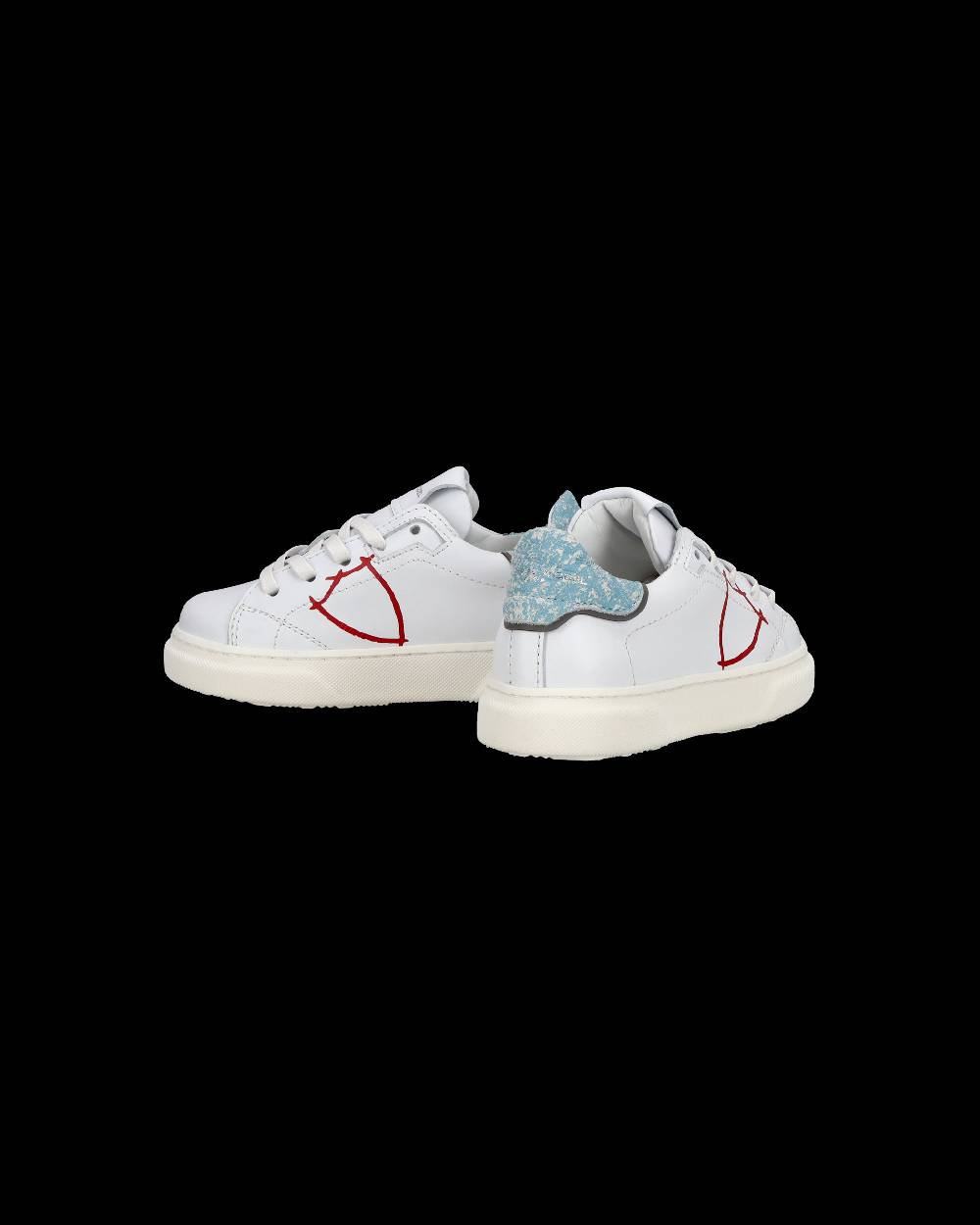 Philippe Model Sneakers basse Temple da Bambino in pelle, Bianco e Blu Online Outlet