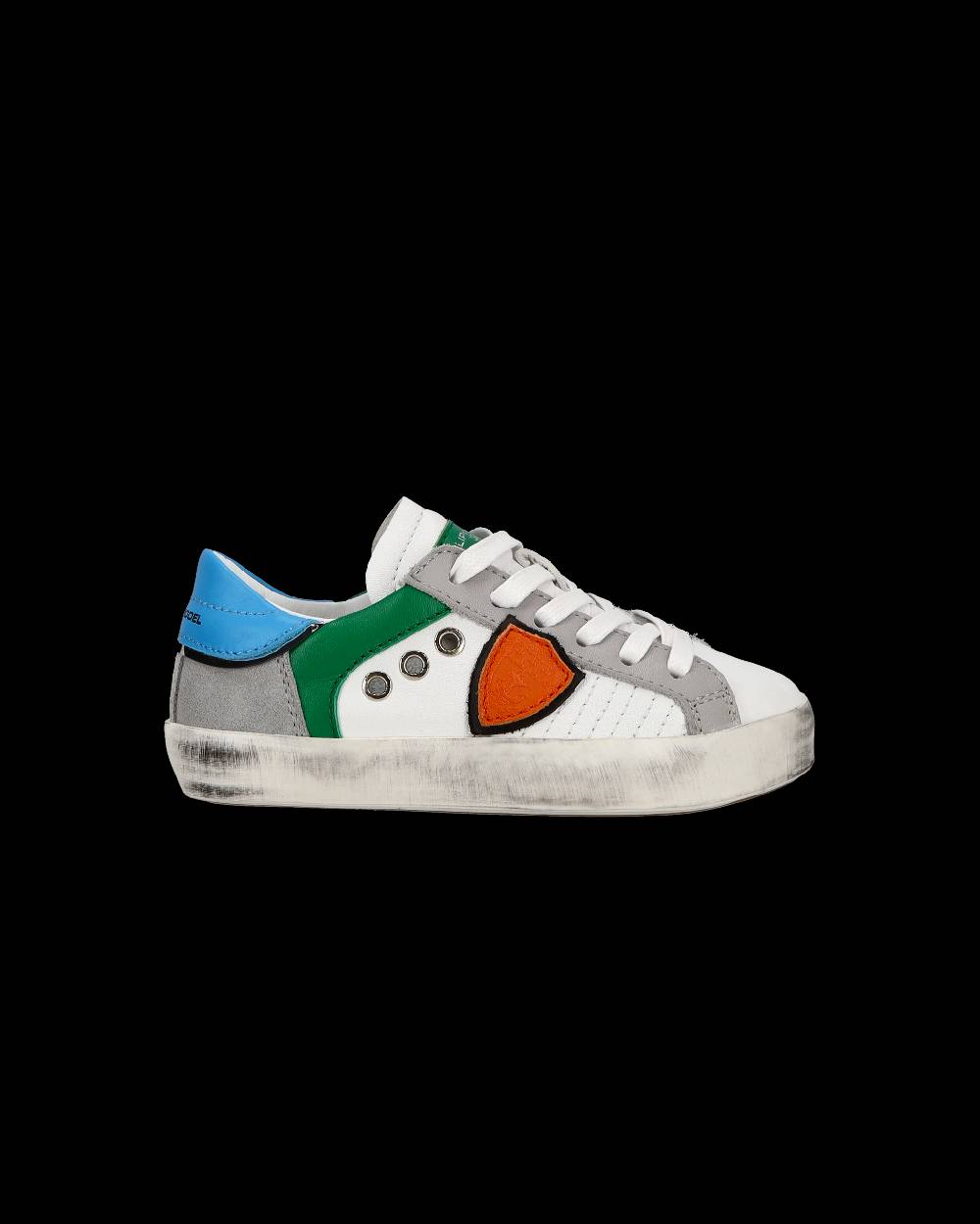 Philippe Model Sneakers basse Paris da Bambino in pelle, Bianco Verde Soddisfazione Garantita