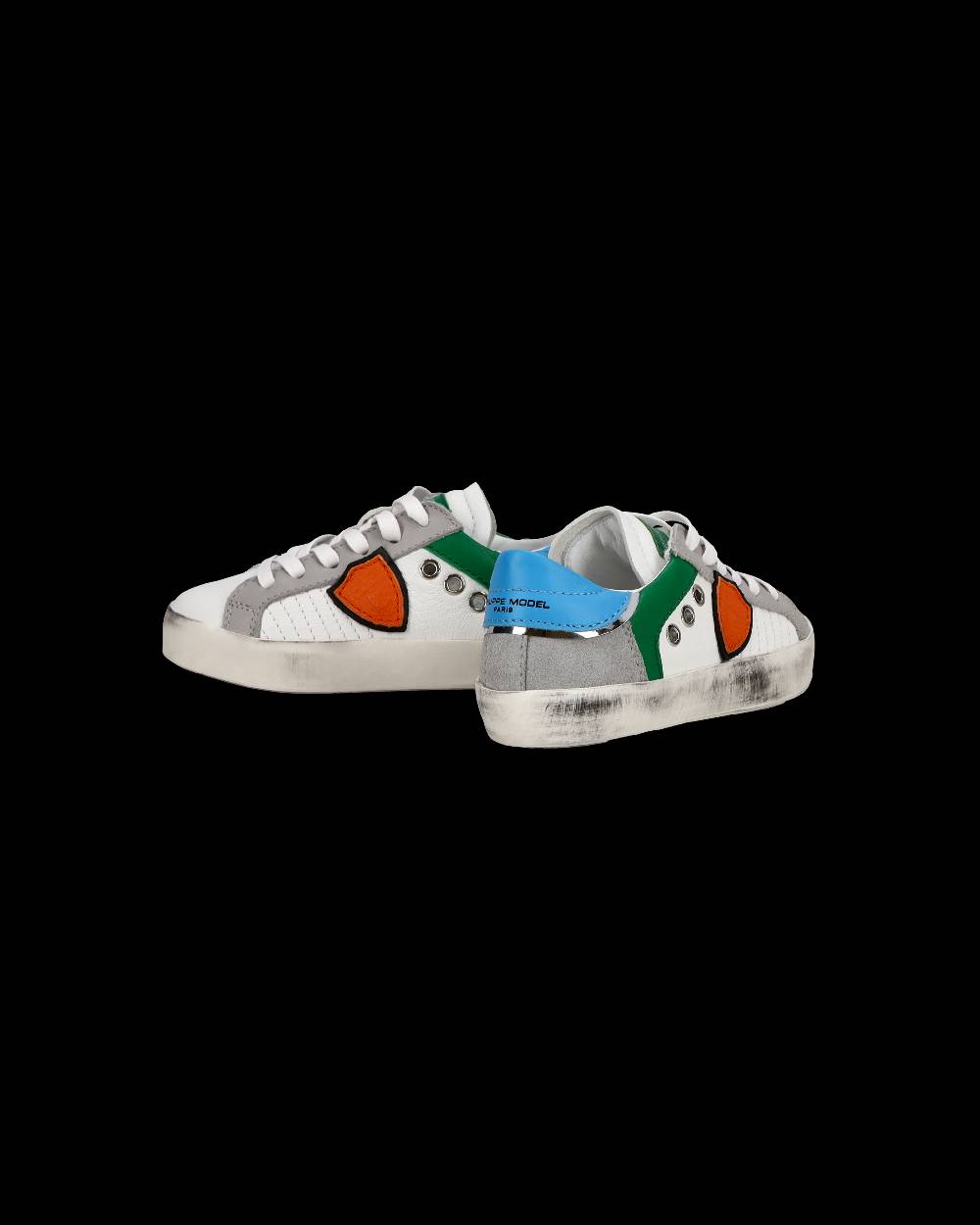Philippe Model Sneakers basse Paris da Bambino in pelle, Bianco Verde Soddisfazione Garantita