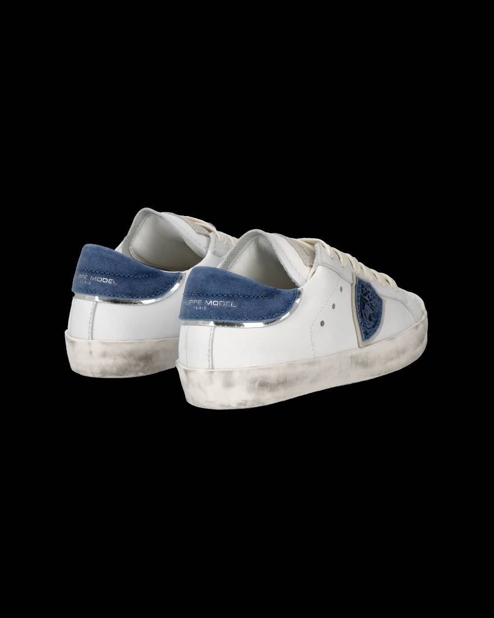 Philippe Model Sneakers Prsx basse da Bambini Bianche e Blu in Pelle Consegna Veloce