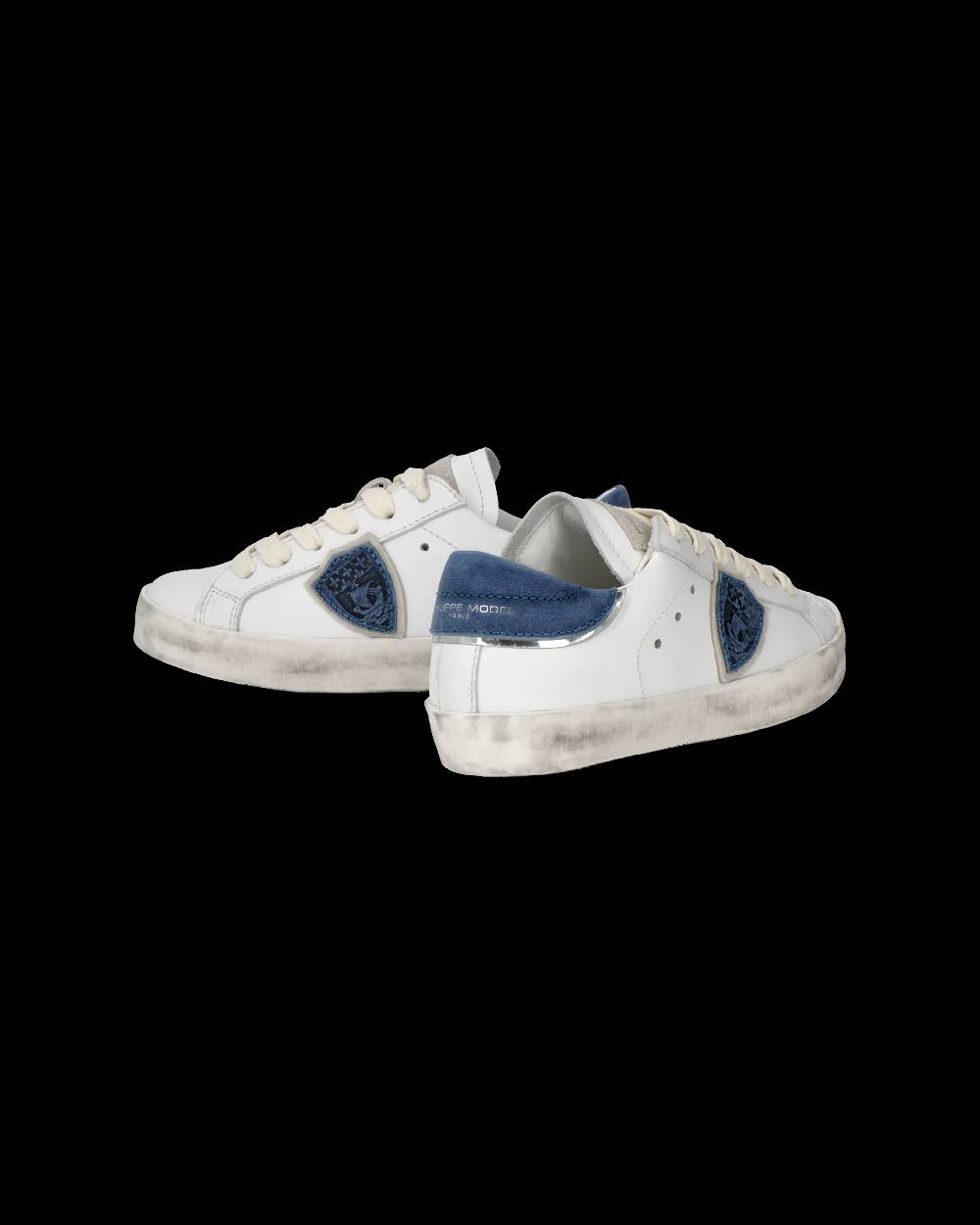 Philippe Model Sneakers Prsx basse da Bambini Bianche e Blu in Pelle Consegna Veloce