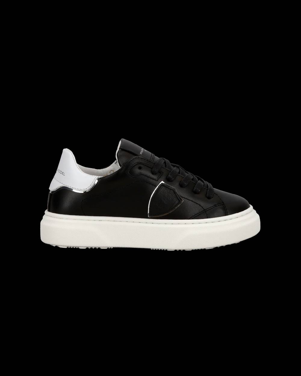 Philippe Model Junior Temple Low-Top Sneakers in Leather, Black White Shopping Online