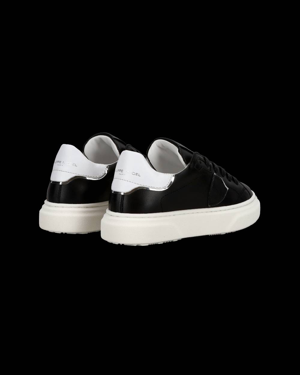 Philippe Model Junior Temple Low-Top Sneakers in Leather, Black White Shopping Online
