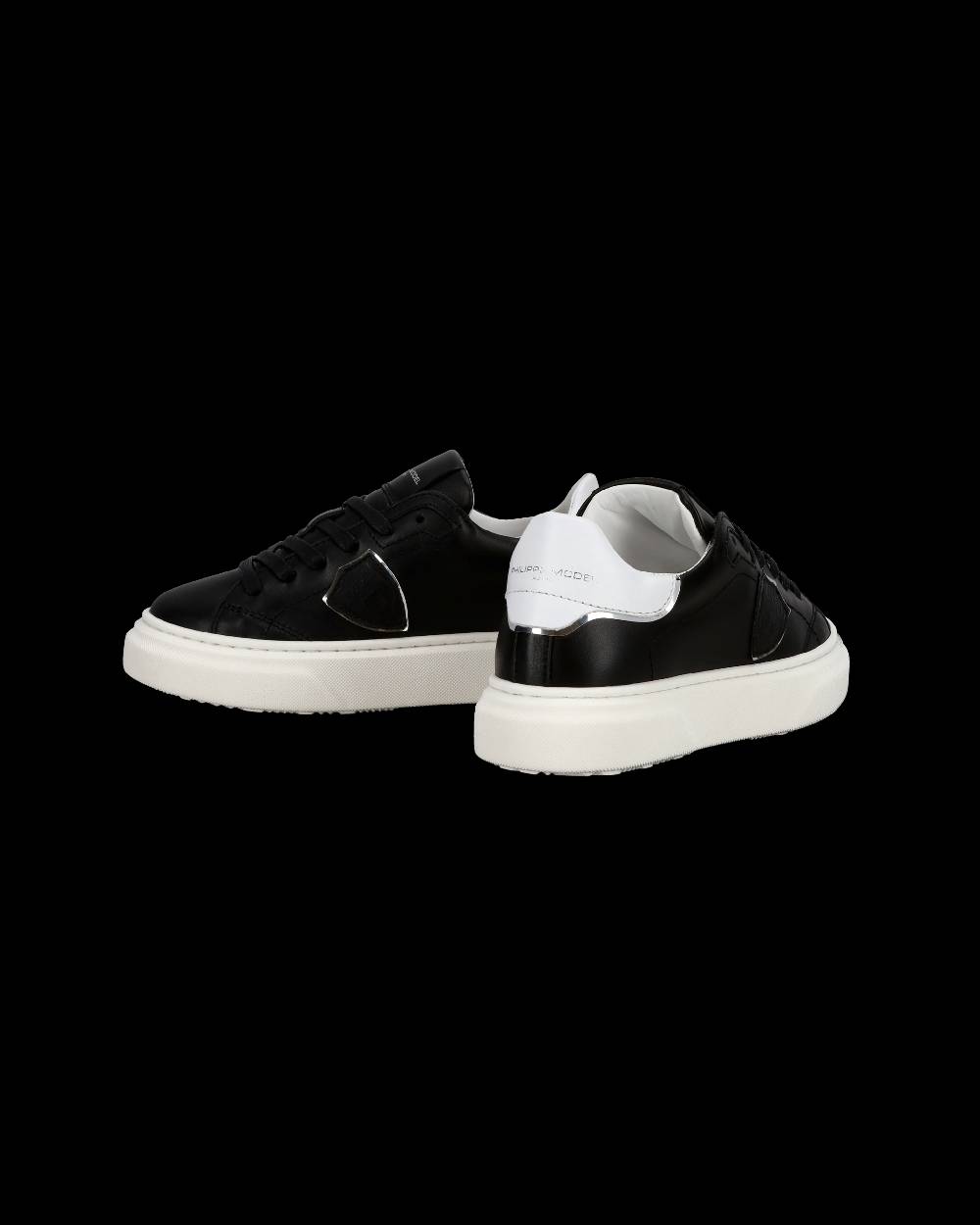 Philippe Model Junior Temple Low-Top Sneakers in Leather, Black White Shopping Online