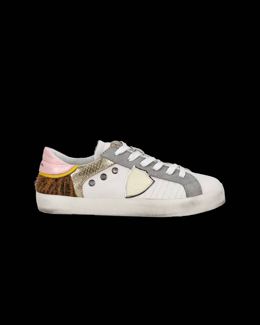 Philippe Model Sneakers basse Paris da Bambino in pelle, Bianco Cognac Prezzo Ridotto