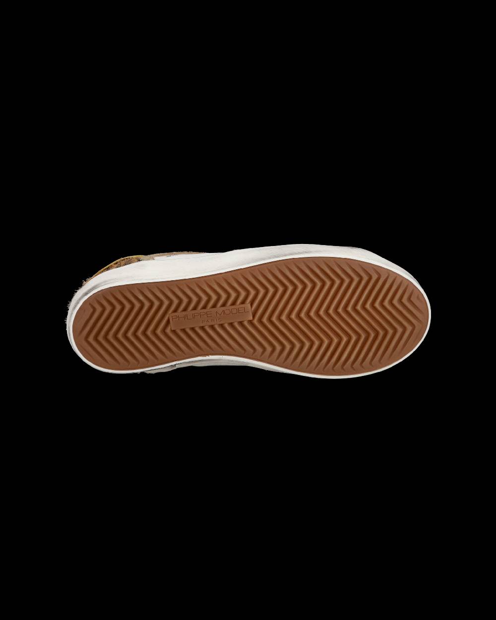 Philippe Model Sneakers basse Paris da Bambino in pelle, Bianco Cognac Prezzo Ridotto
