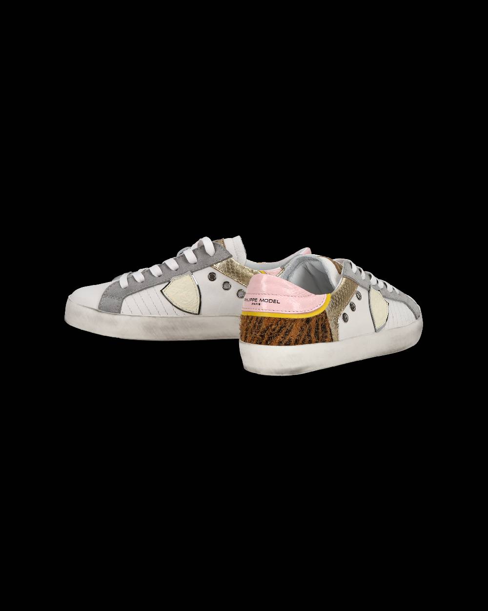 Philippe Model Sneakers basse Paris da Bambino in pelle, Bianco Cognac Prezzo Ridotto