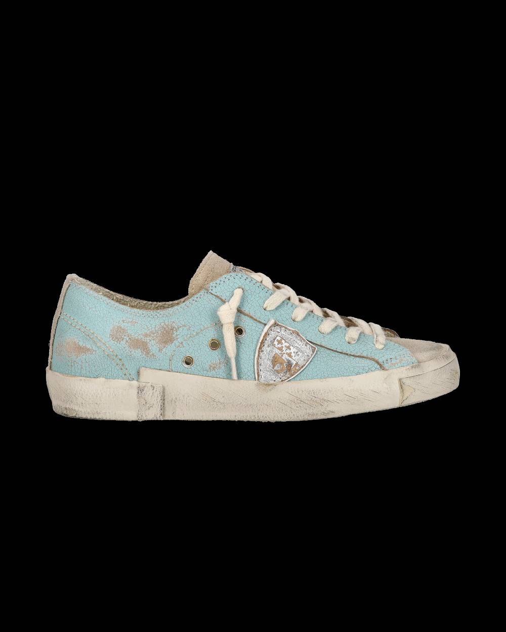 Philippe Model Sneaker bassa PRSX donna in pelle craquelé - verde acqua Consegna Veloce