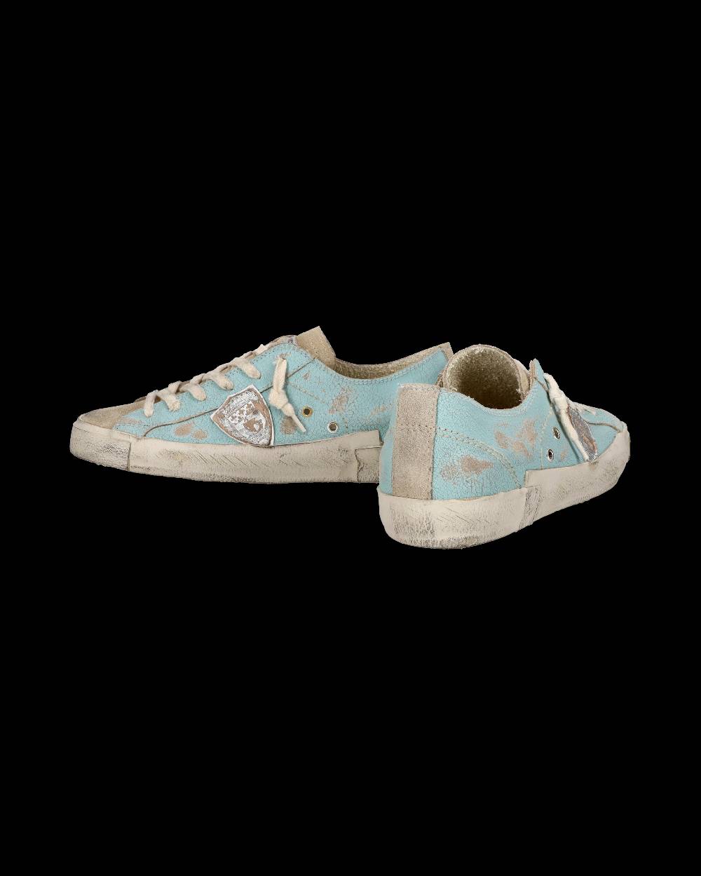 Philippe Model Sneaker bassa PRSX donna in pelle craquelé - verde acqua Consegna Veloce