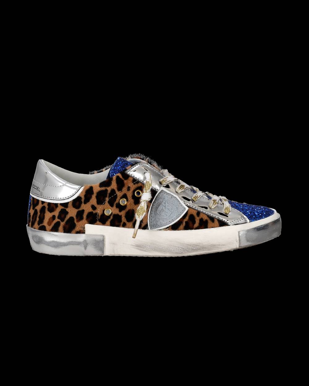 Philippe Model Sneaker basse Paris donna - glitter blu e argento Fino Al -60%