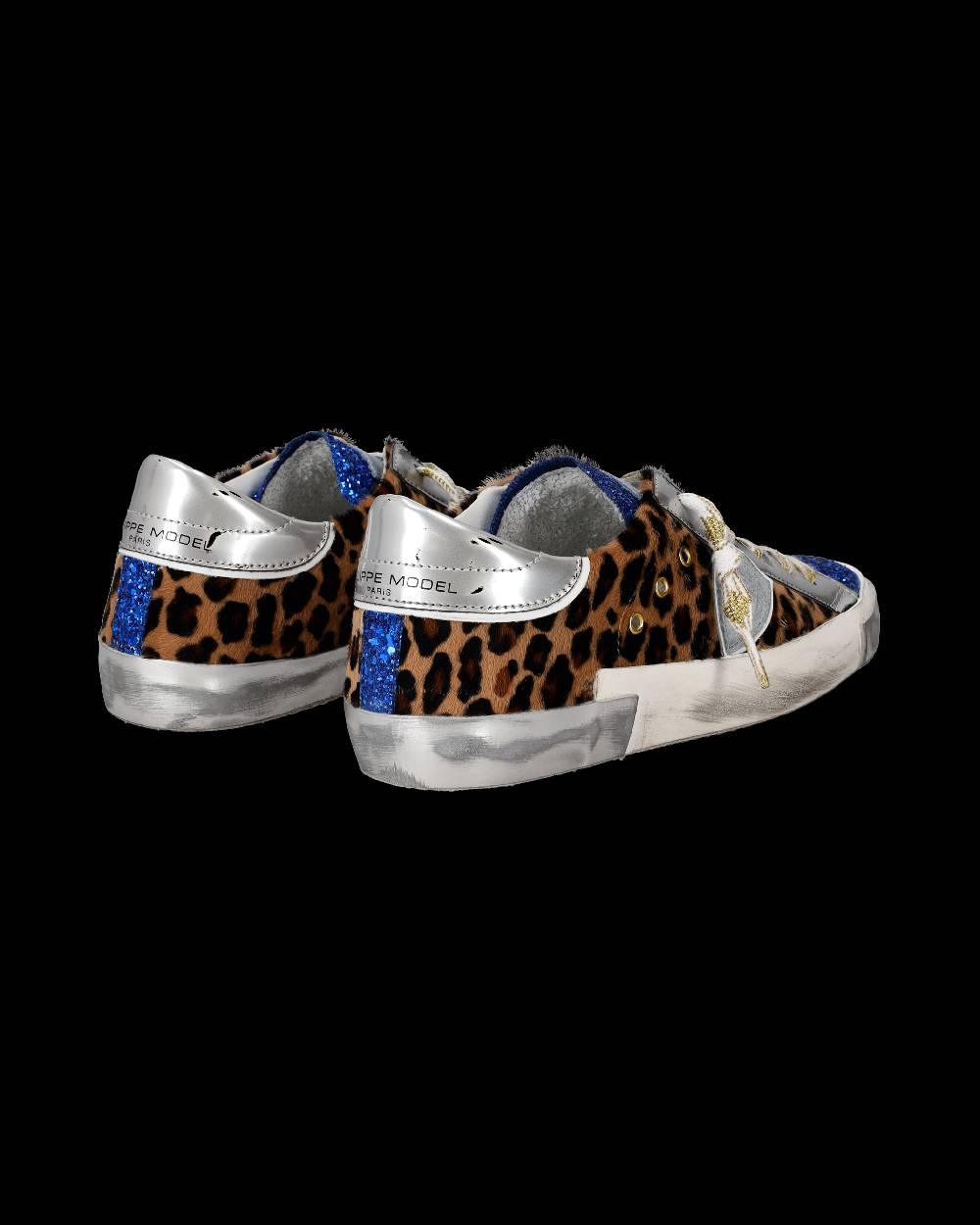 Philippe Model Sneaker basse Paris donna - glitter blu e argento Fino Al -60%