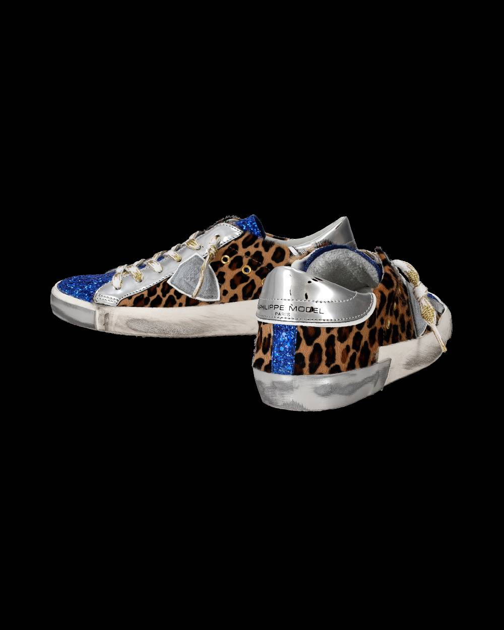 Philippe Model Sneaker basse Paris donna - glitter blu e argento Fino Al -60%