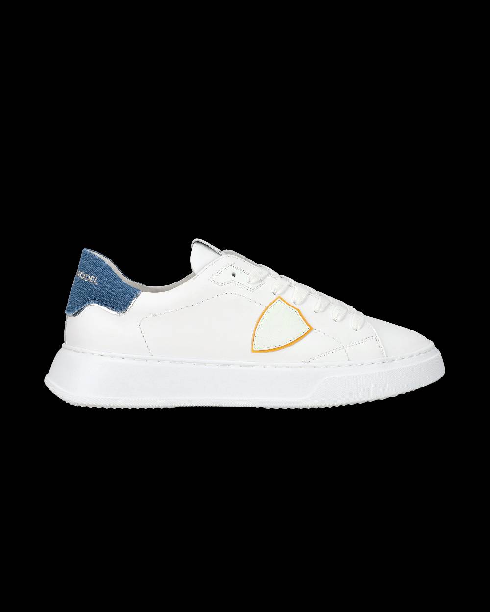 Philippe Model Sneaker casual Temple da uomo in pelle e denim - Blu e bianco Spedizione Gratuita