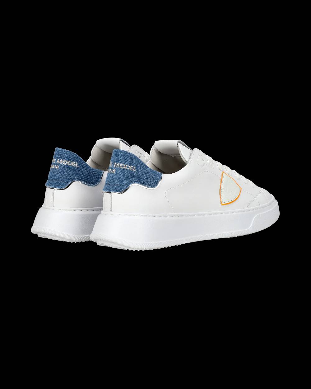 Philippe Model Sneaker casual Temple da uomo in pelle e denim - Blu e bianco Spedizione Gratuita