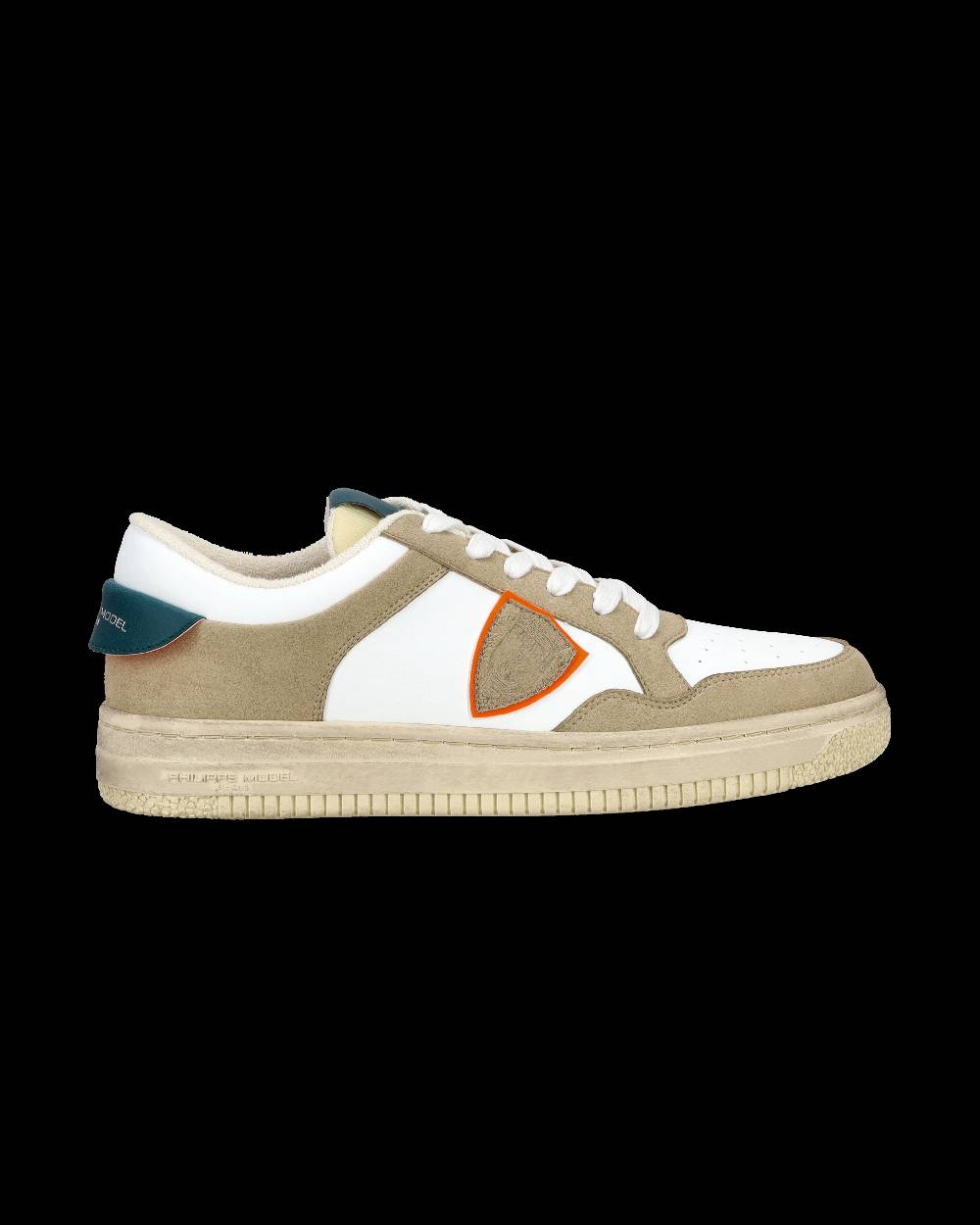 Philippe Model Sneaker streetwear Lyon da uomo in pelle riciclata - Bianco, verde e arancione Vendita Economica