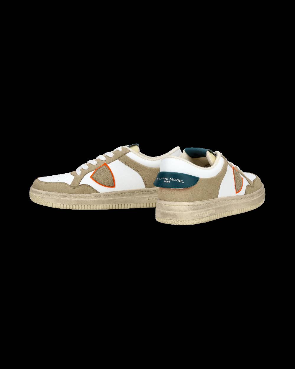 Philippe Model Sneaker streetwear Lyon da uomo in pelle riciclata - Bianco, verde e arancione Vendita Economica