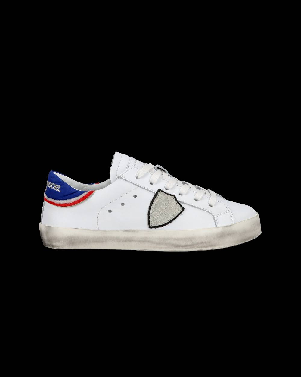 Philippe Model Junior Paris Low-Top Sneakers in Leather, White Blue Vendite Flash