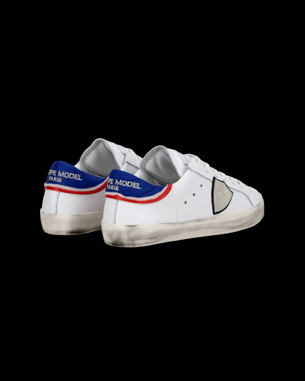 Philippe Model Junior Paris Low-Top Sneakers in Leather, White Blue Vendite Flash