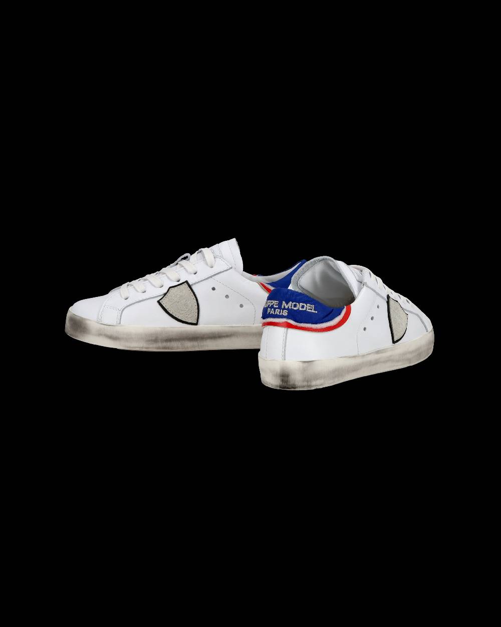 Philippe Model Junior Paris Low-Top Sneakers in Leather, White Blue Vendite Flash