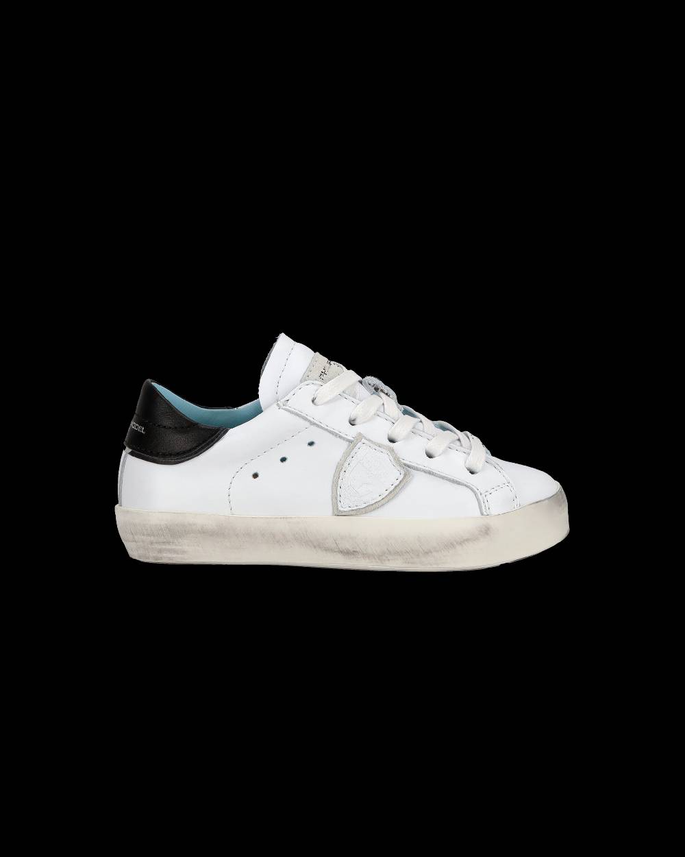 Philippe Model Baby Paris Low-Top Sneakers in Leather, White Black Nuova
