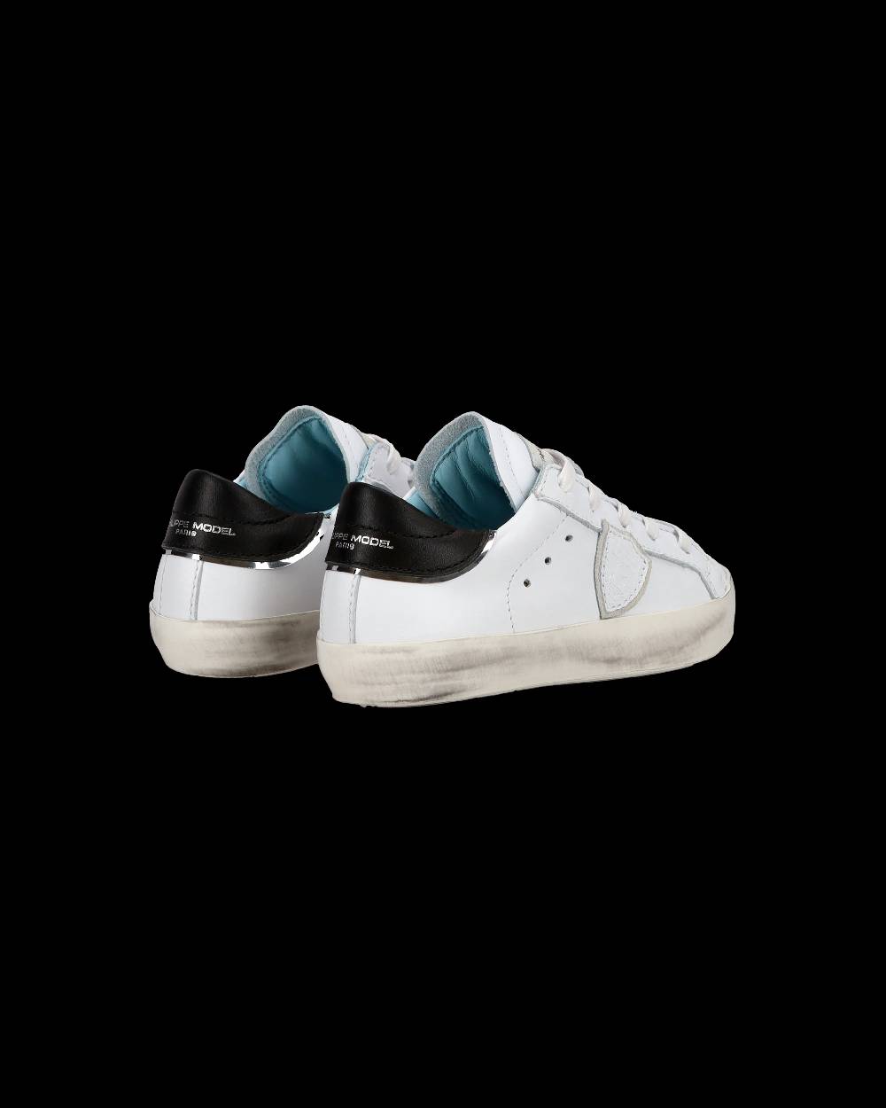 Philippe Model Baby Paris Low-Top Sneakers in Leather, White Black Nuova