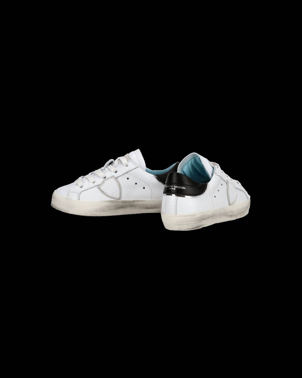 Philippe Model Baby Paris Low-Top Sneakers in Leather, White Black Nuova