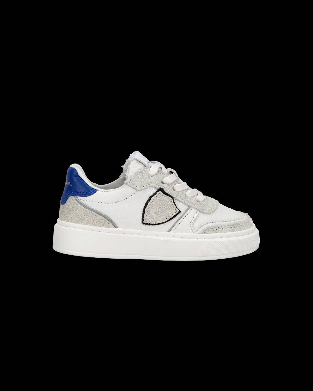 Philippe Model Baby Nice Low-Top Sneakers in Leather, White Blue Italy