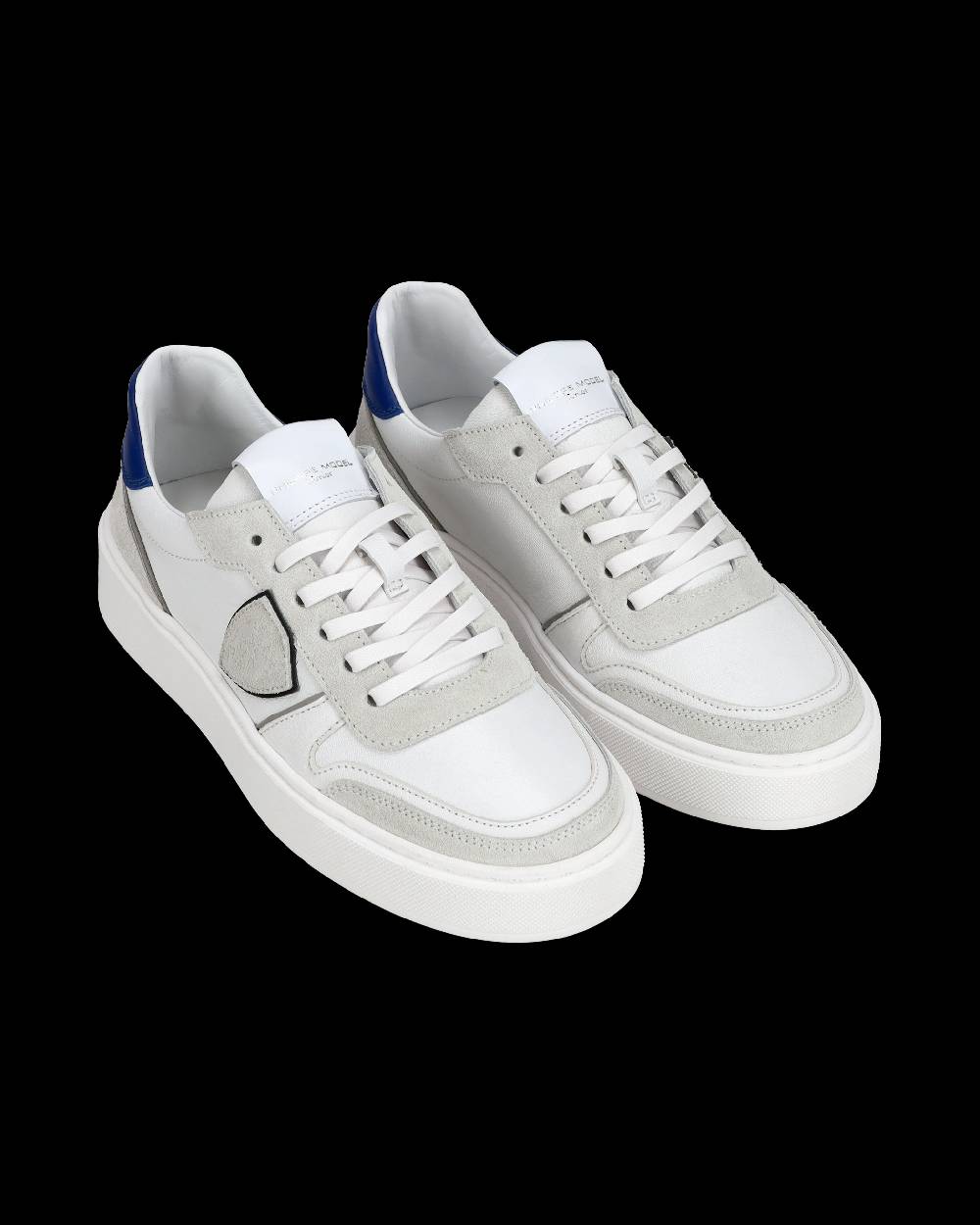 Philippe Model Junior Nice Low-Top Sneakers in Leather, White Blue 2025