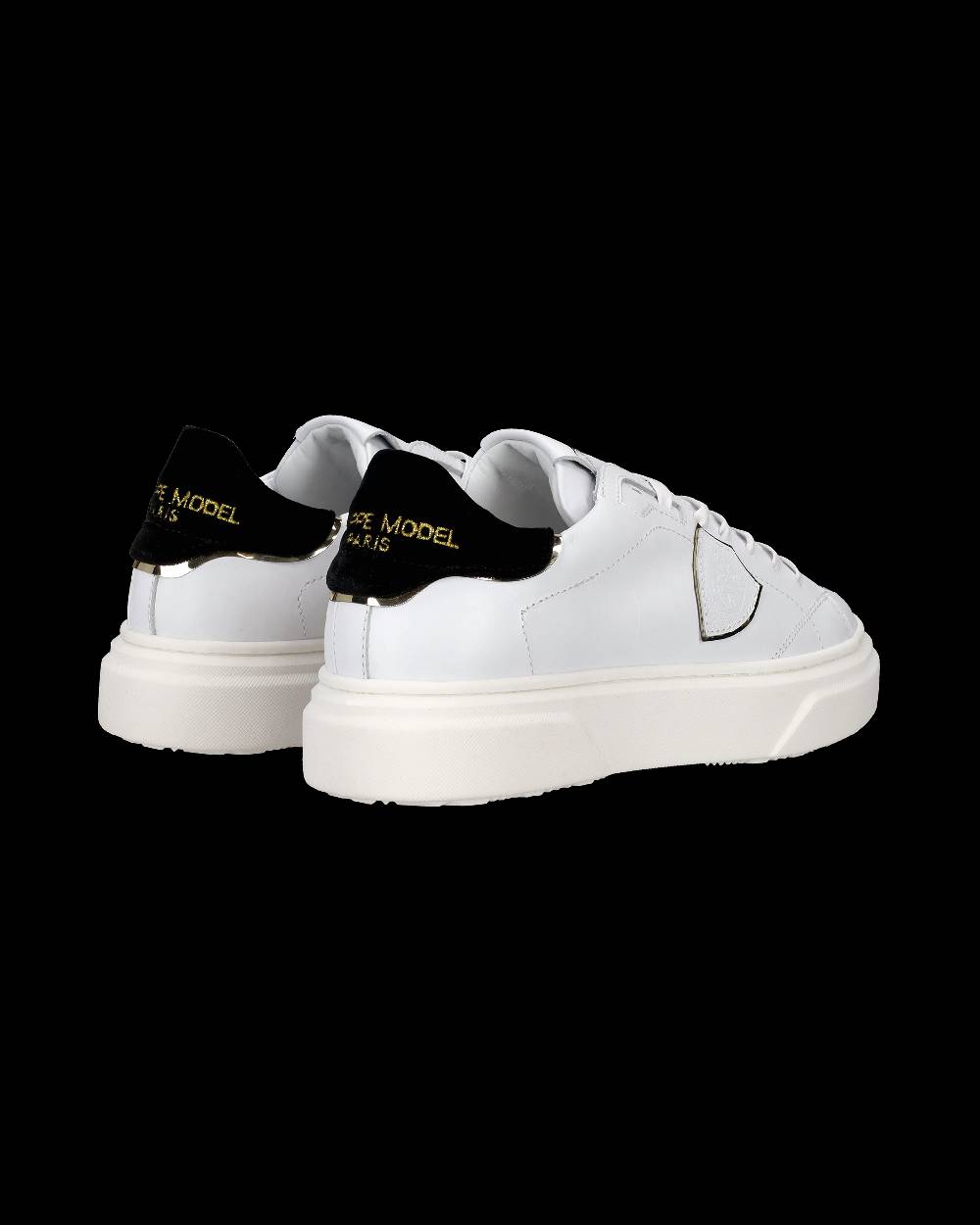 Philippe Model Sneakers Temple da Ragazzi Bianche e Nere in Pelle Promozione