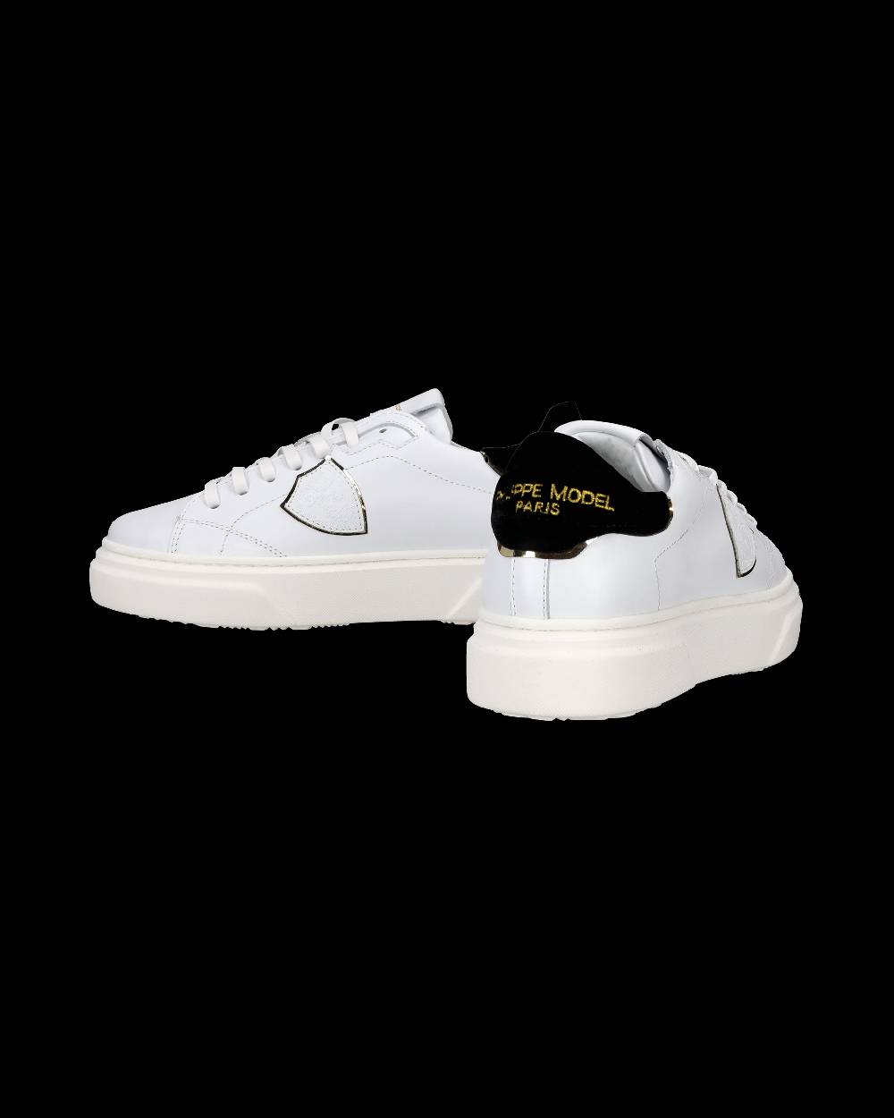 Philippe Model Sneakers Temple da Ragazzi Bianche e Nere in Pelle Promozione