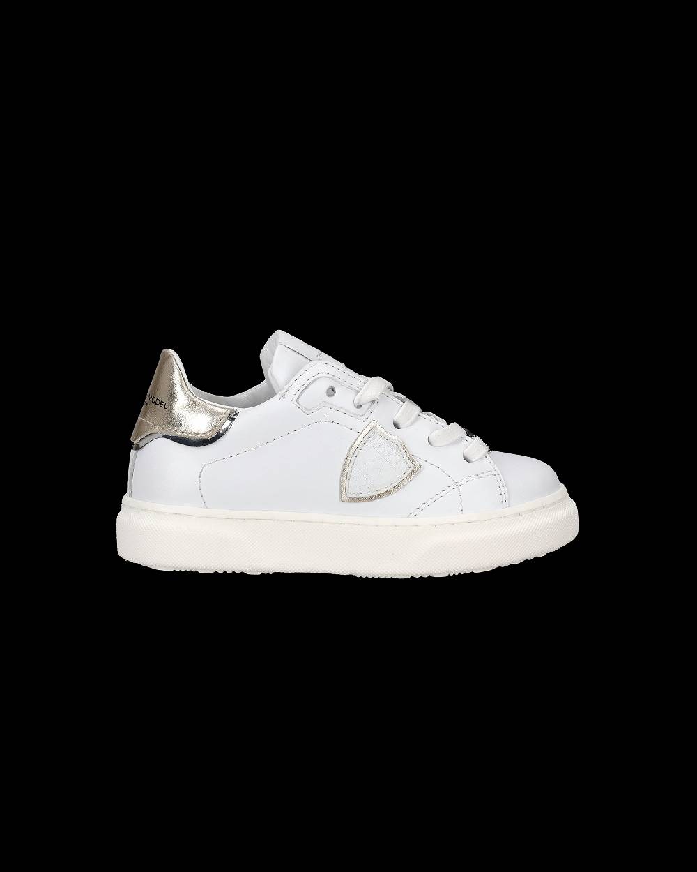 Philippe Model Sneakers Temple basse da Bambini Bianche e Oro in Pelle Rilascio limitato