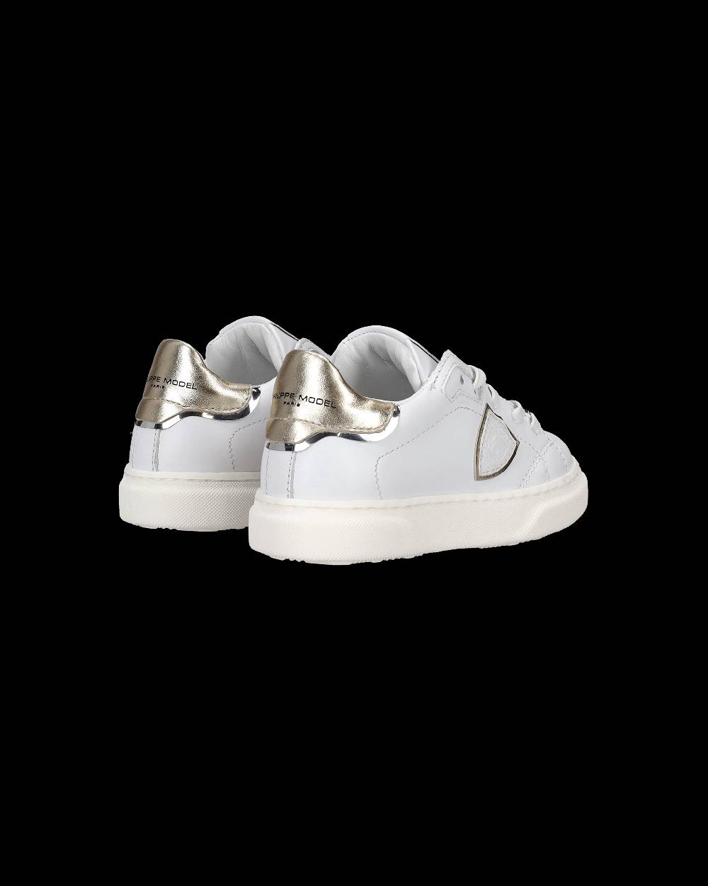 Philippe Model Sneakers Temple basse da Bambini Bianche e Oro in Pelle Rilascio limitato