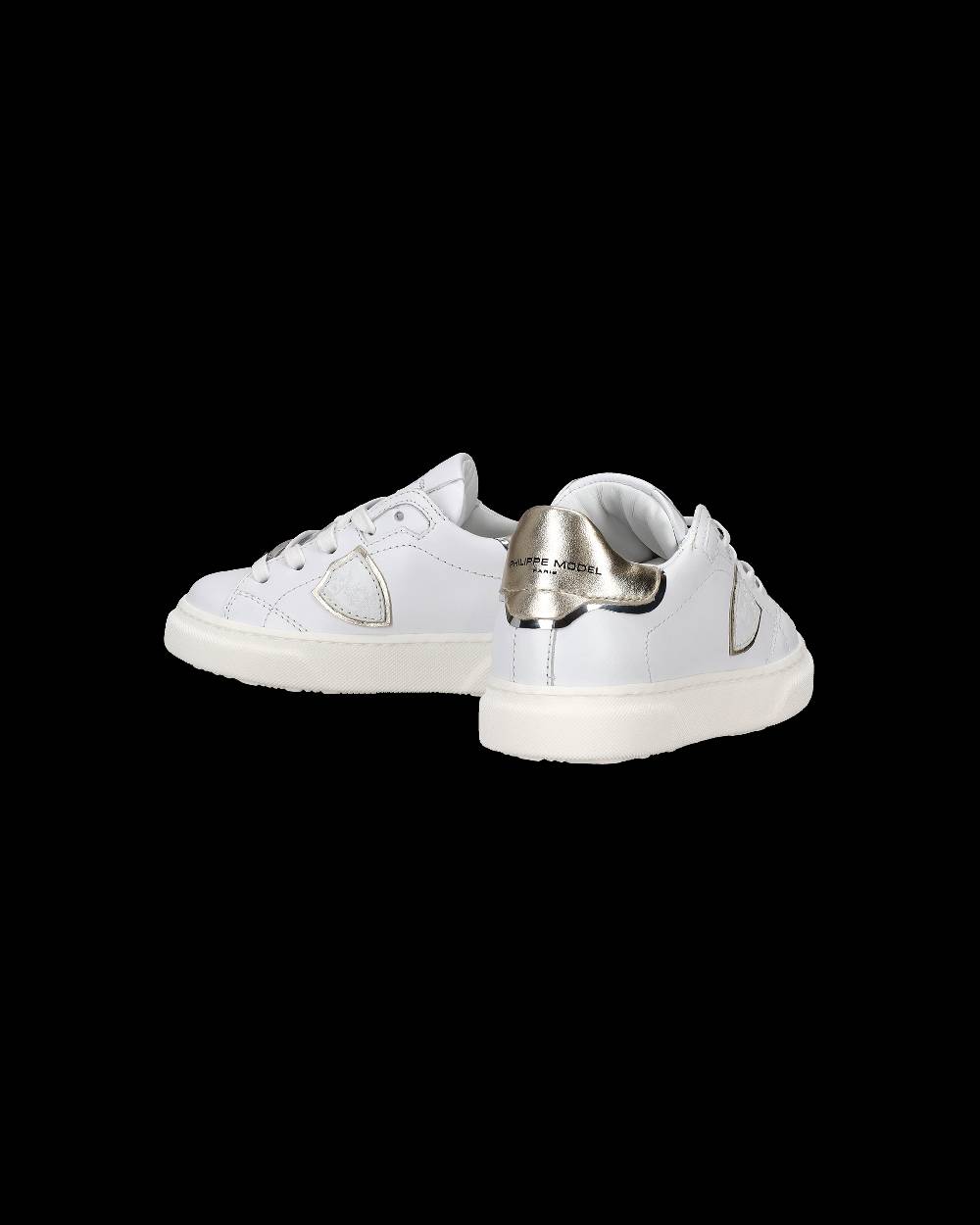 Philippe Model Sneakers Temple basse da Bambini Bianche e Oro in Pelle Rilascio limitato